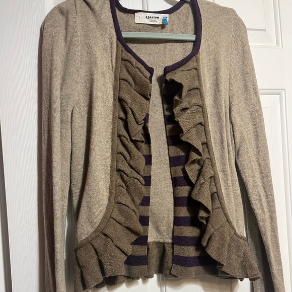 Anthropologie Sparrow pleated ruffle stripe cardigan - Picture 1 of 3